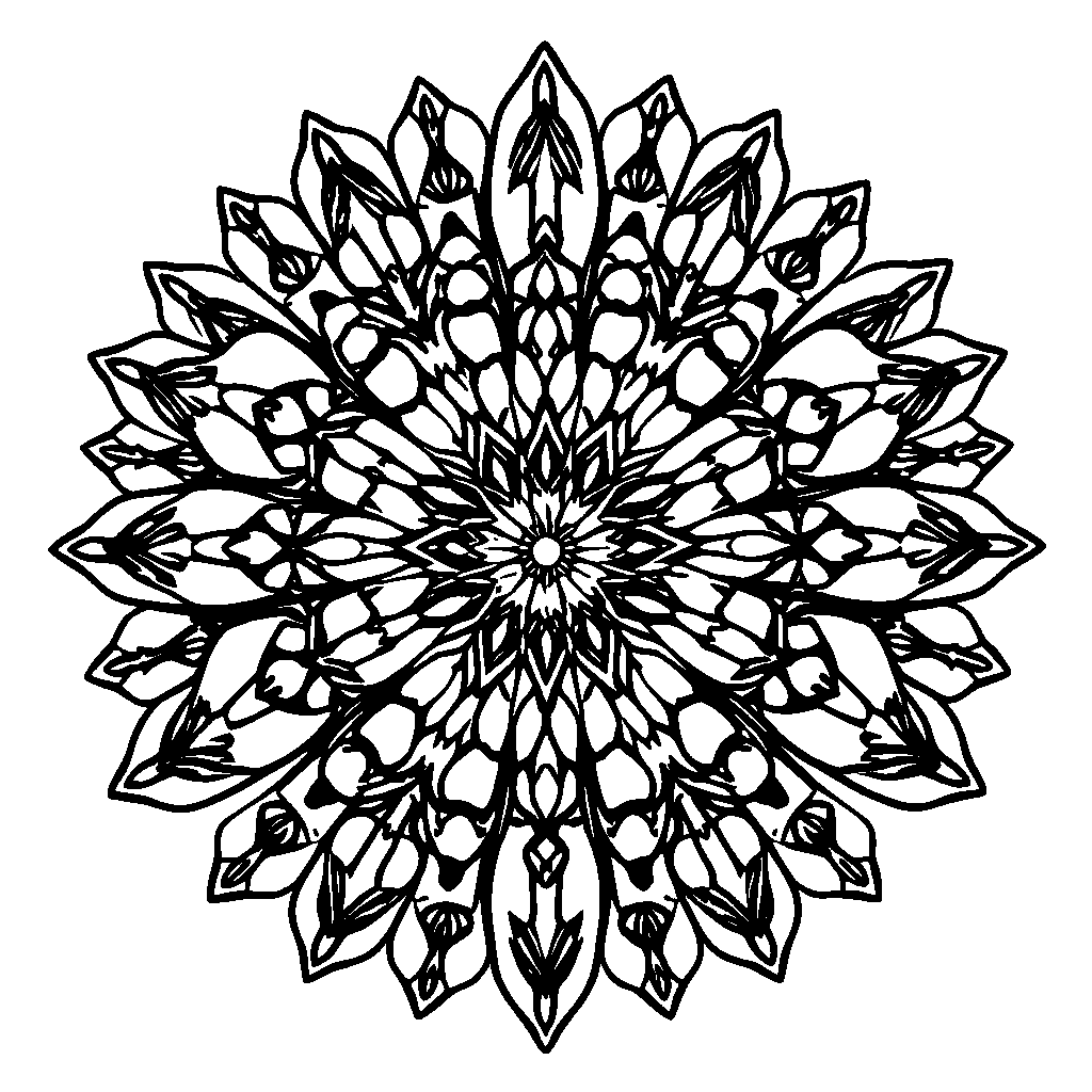 Symmetrical Mandala Pattern In Winter Coloring Page