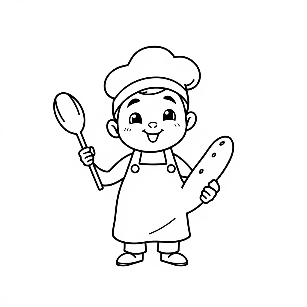 Tiny Baker With Bread Coloring Page