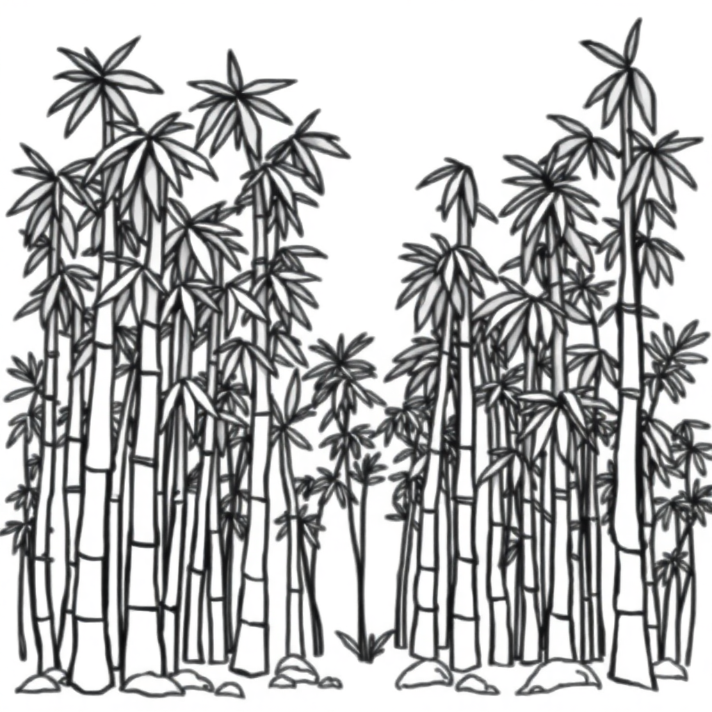 Tiny Bamboo Forest Coloring Page