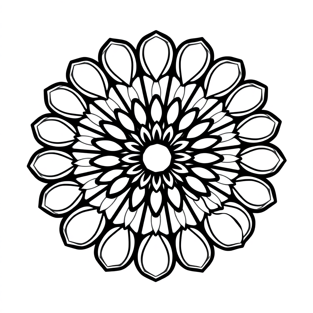 Tiny Circular Mandala With Petals Coloring Page