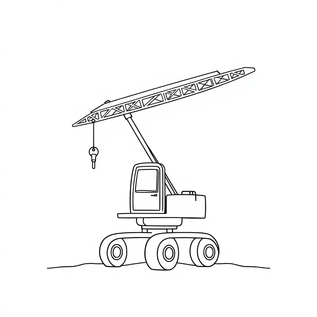 Tiny Crane Lifting Coloring Page