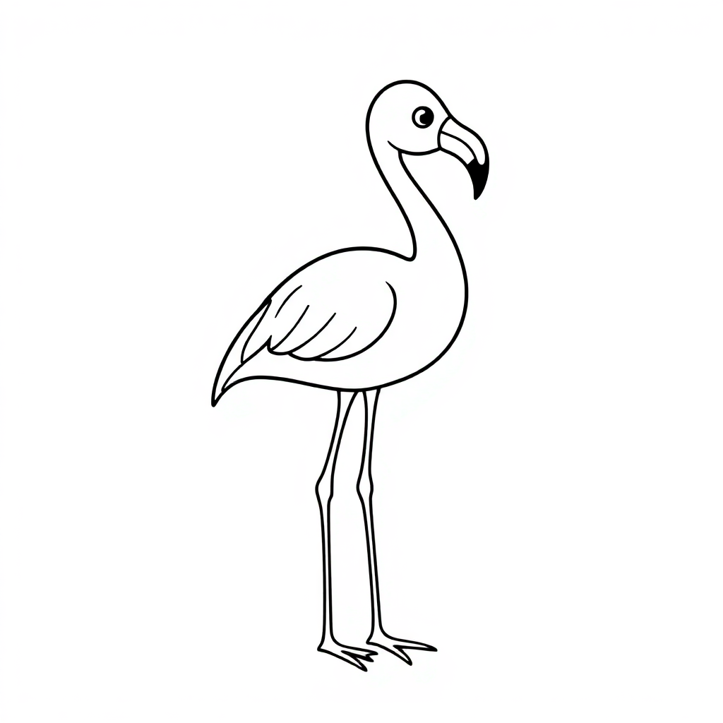 Tiny Flamingo Standing Coloring Page