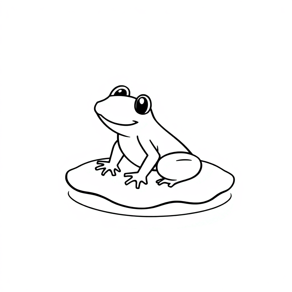 Tiny Frog On Lily Pad Coloring Page