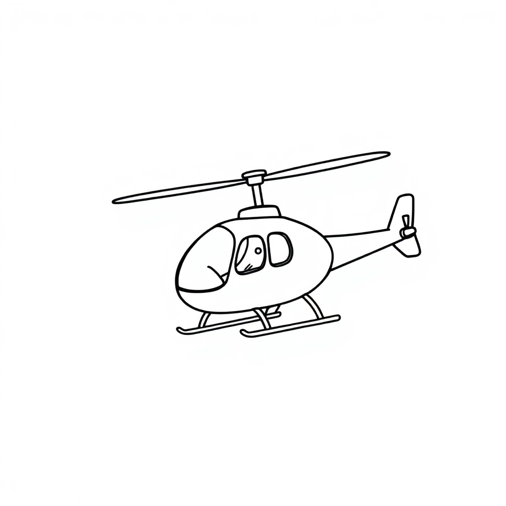 Tiny Helicopter Flying Coloring Page
