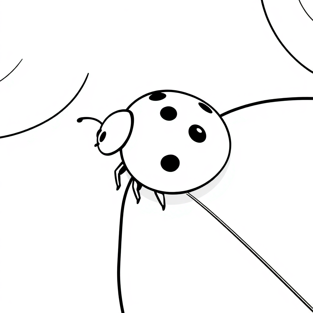 Tiny Ladybug On Leaf Coloring Page