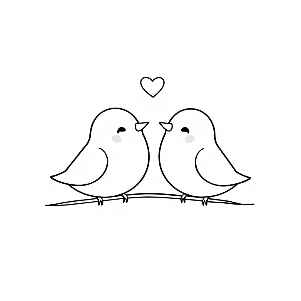 Printable Tiny Love Birds Coloring Page