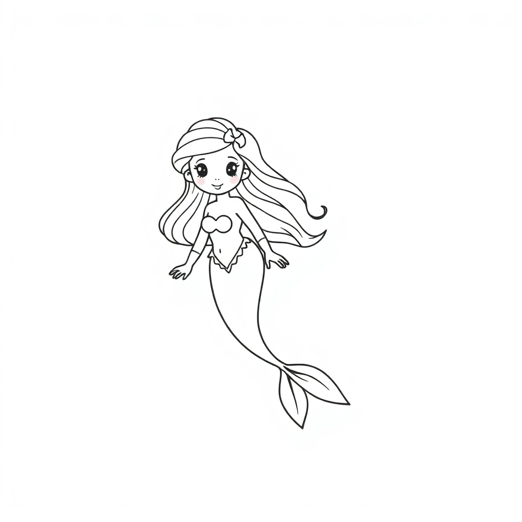 Tiny Mermaid Underwater Coloring Page