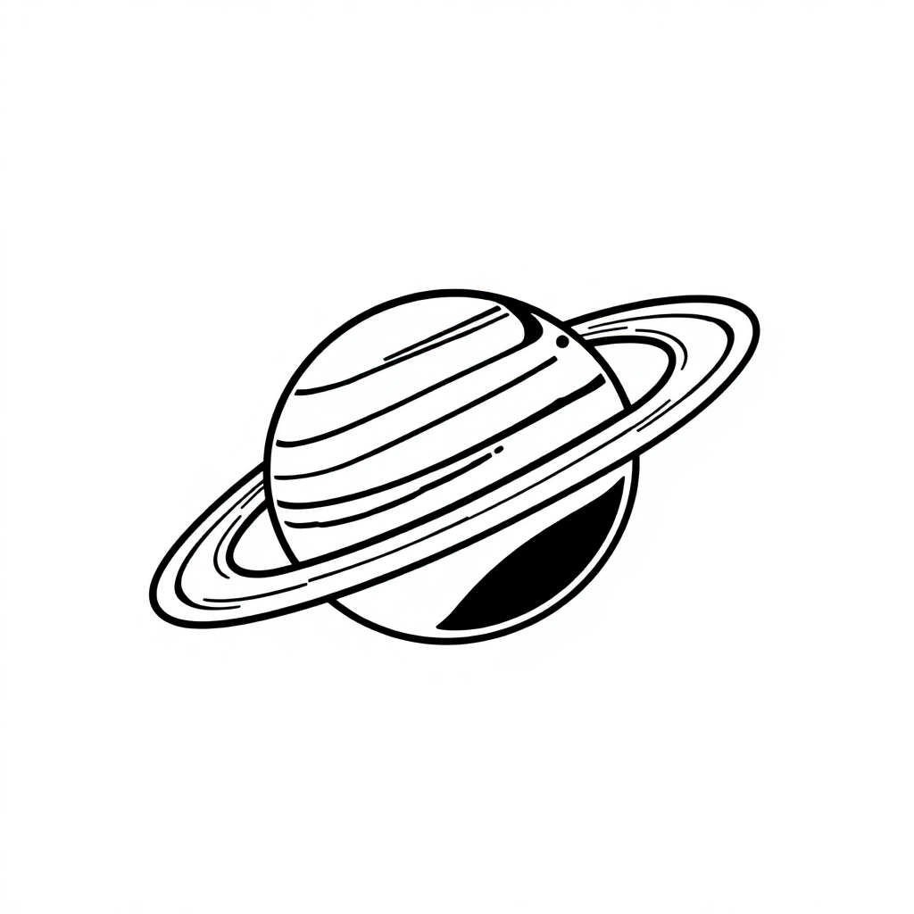Tiny Planet Saturn With Rings Coloring Page