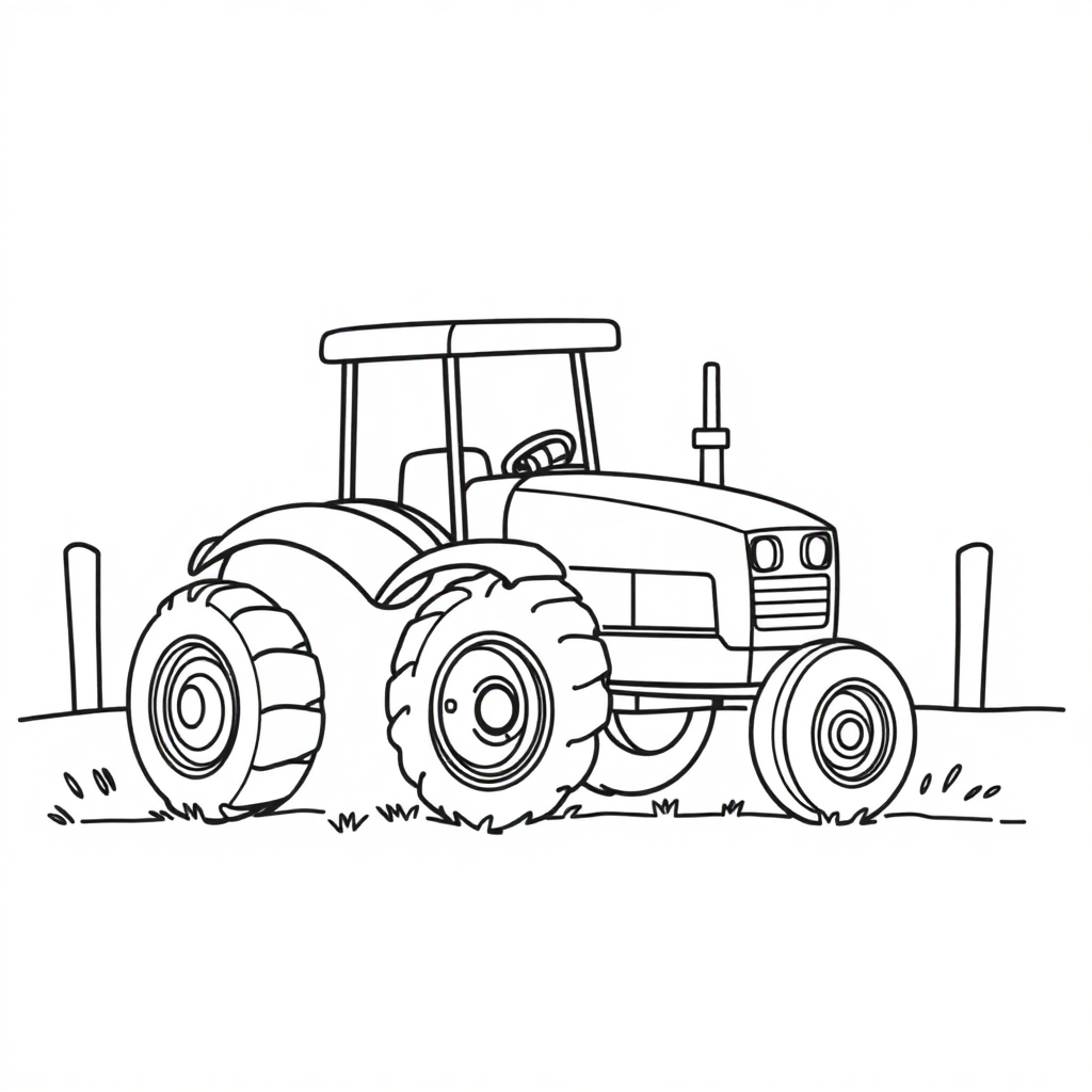 Tiny Tractor On Farm Coloring Page