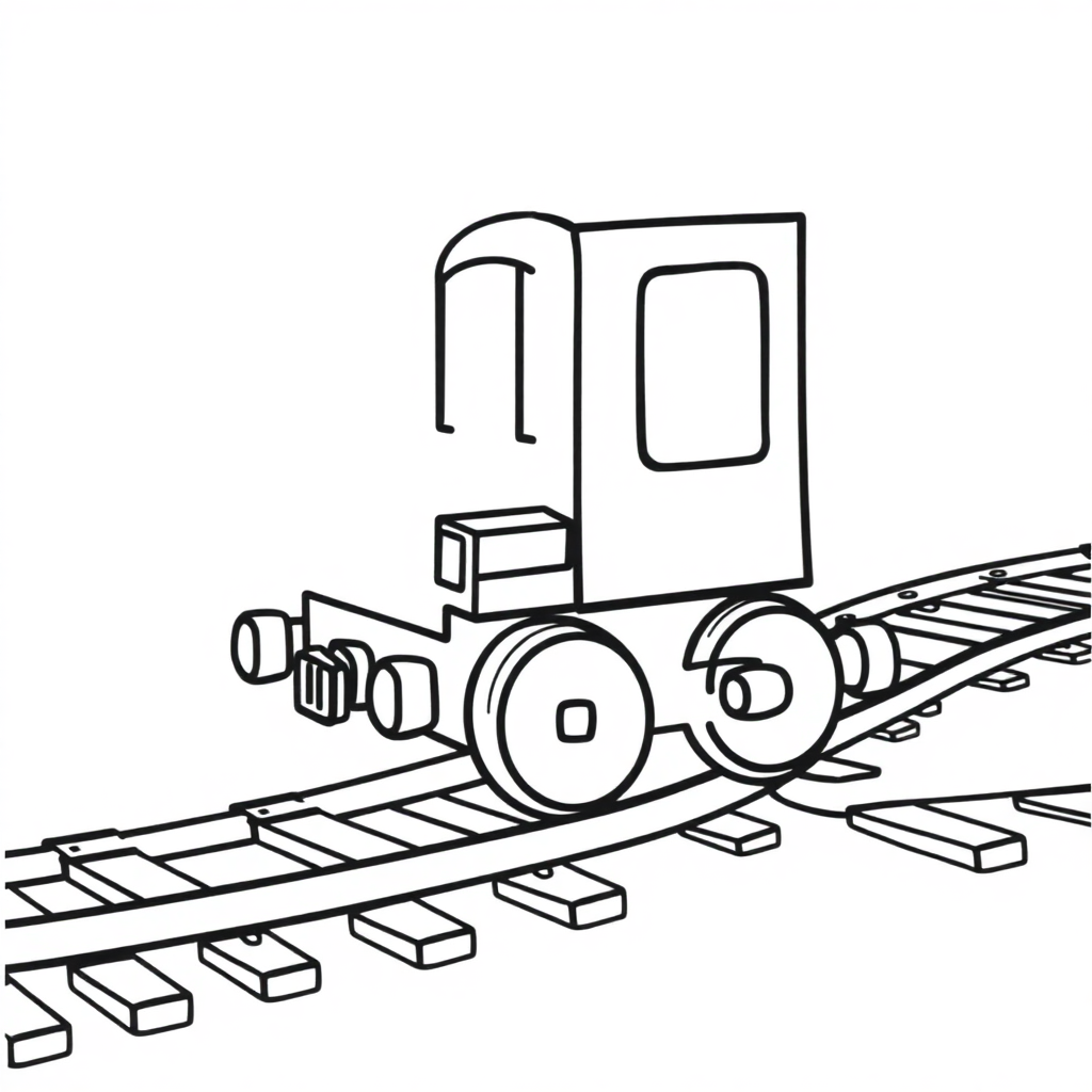 Tiny Train On Tracks Coloring Page