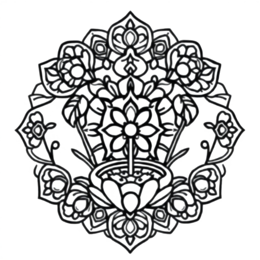 Tiny Zen Garden Mandala Coloring Page