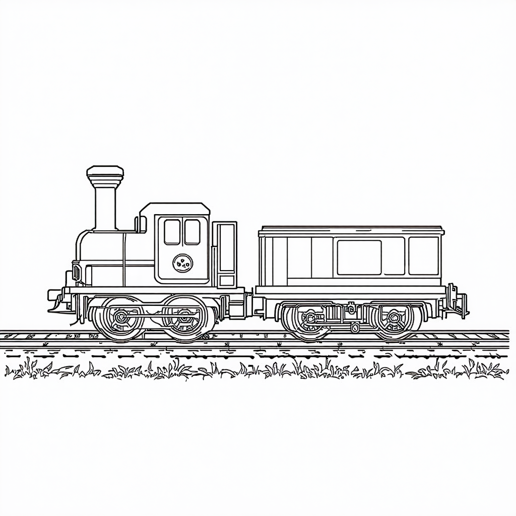 Train On Tracks Coloring Page