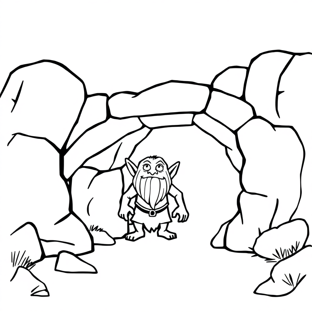 Troll Under Bridge At Night Coloring Page