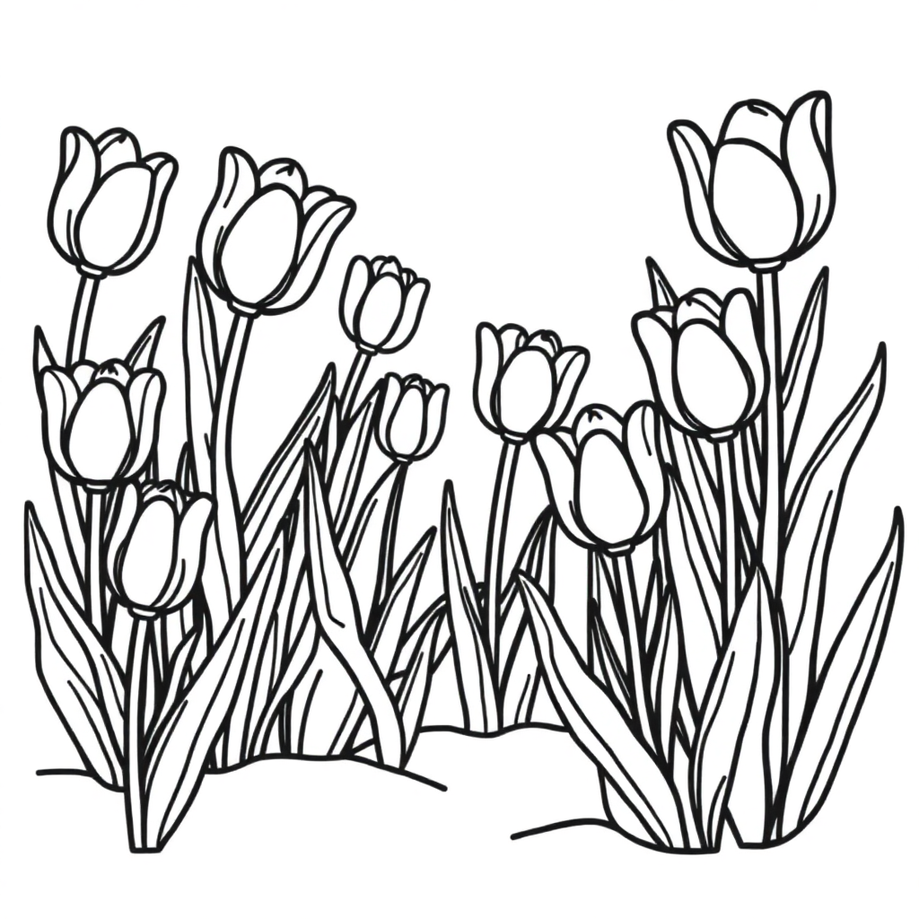 Tulip Garden Underwater Coloring Page