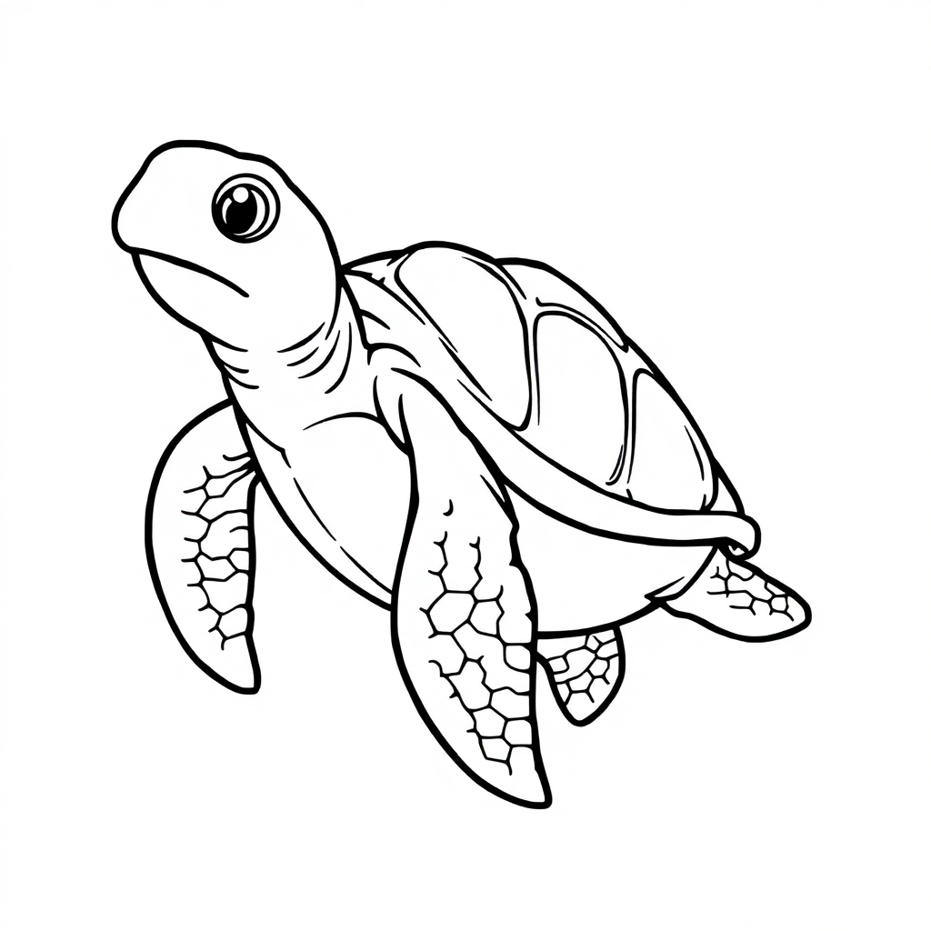 Turtle Swimming Coloring Page