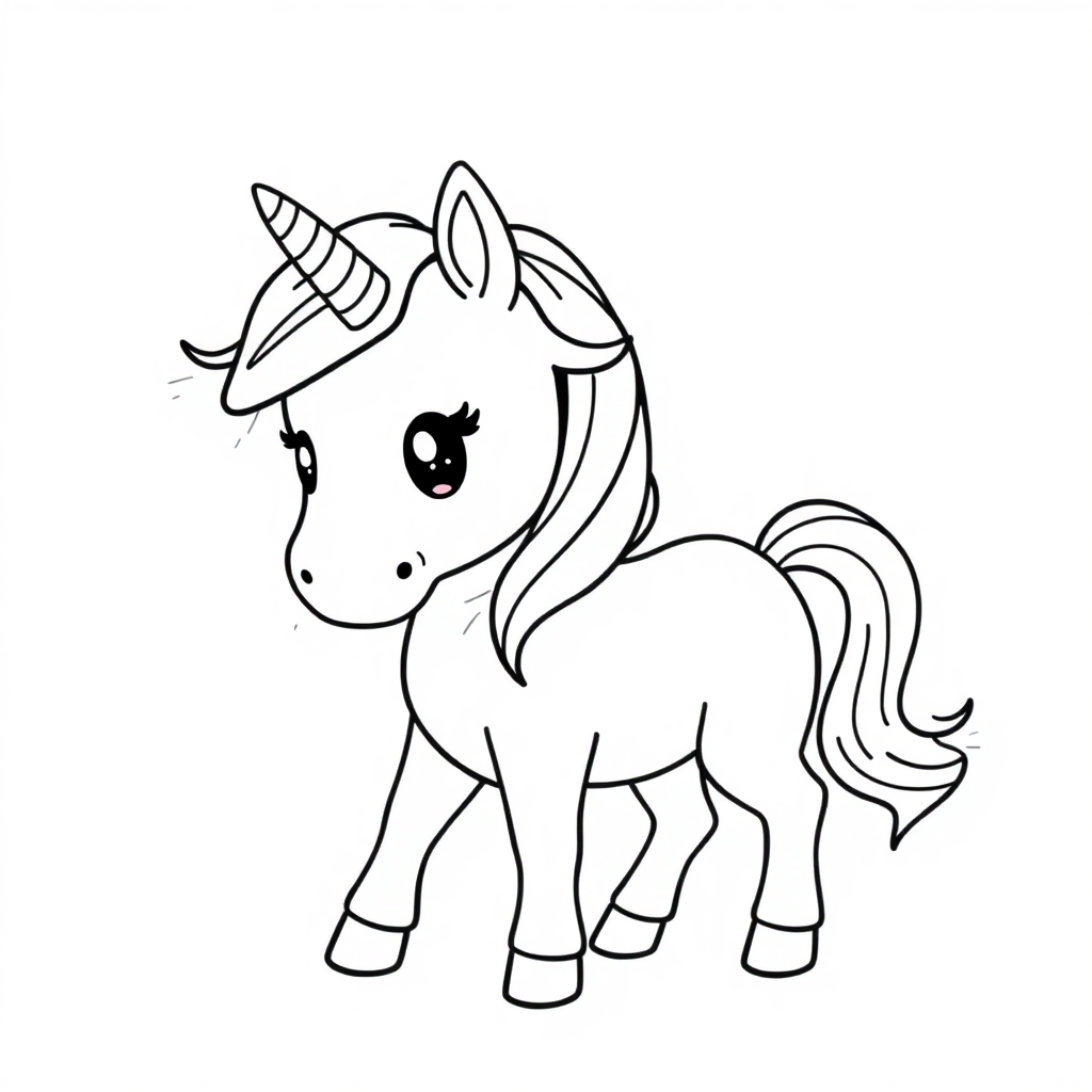 Unicorn With Rainbow Mane Coloring Page