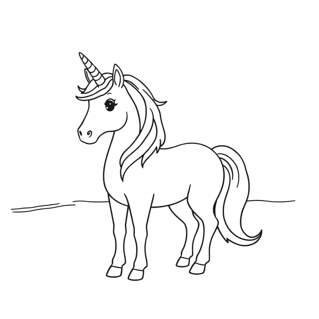 Unicorn With Rainbow Mane On Beach Coloring Page