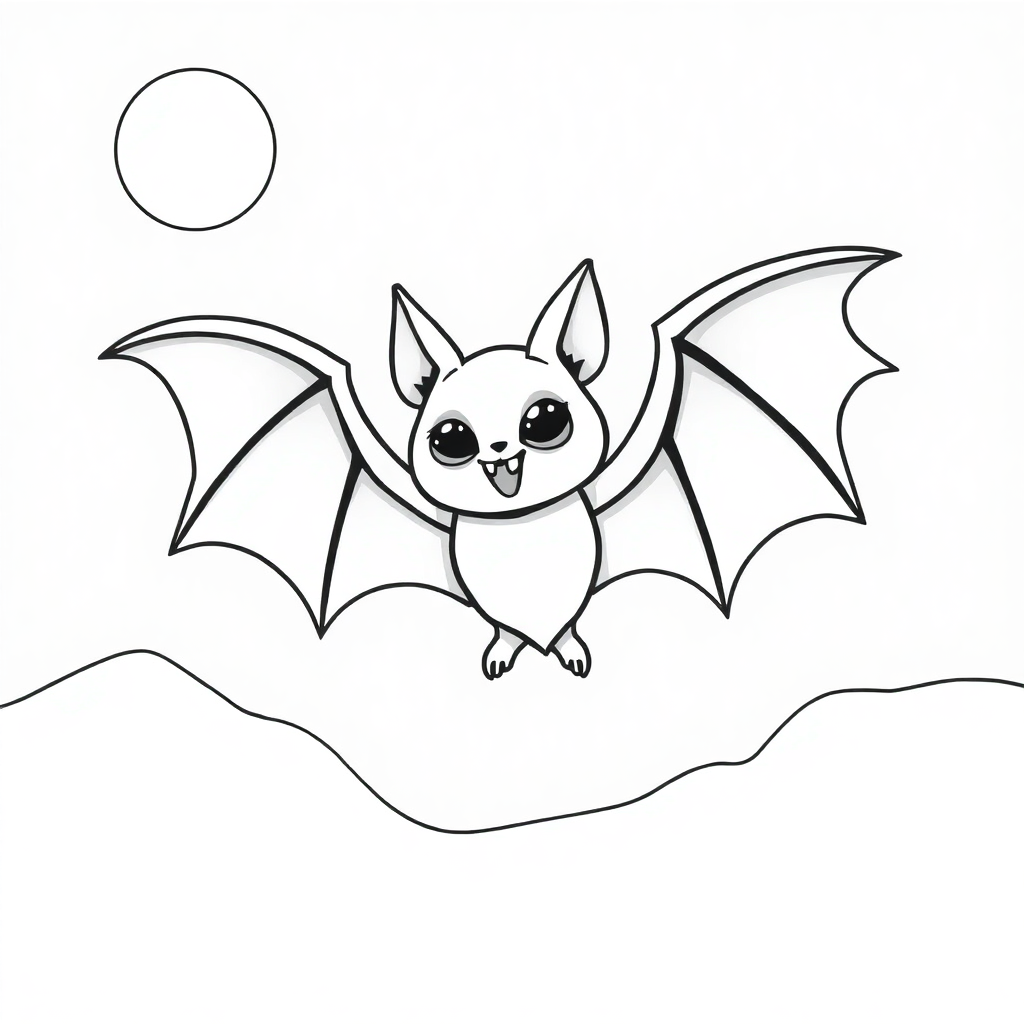 Vampire Bat At Night Coloring Page