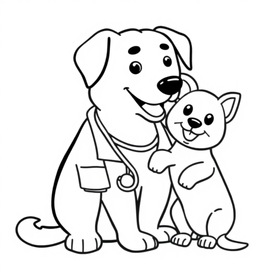 Veterinarian With Pet Coloring Page