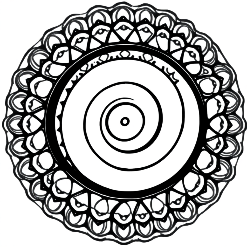 Vintage Abstract Spiral Mandala Coloring Page
