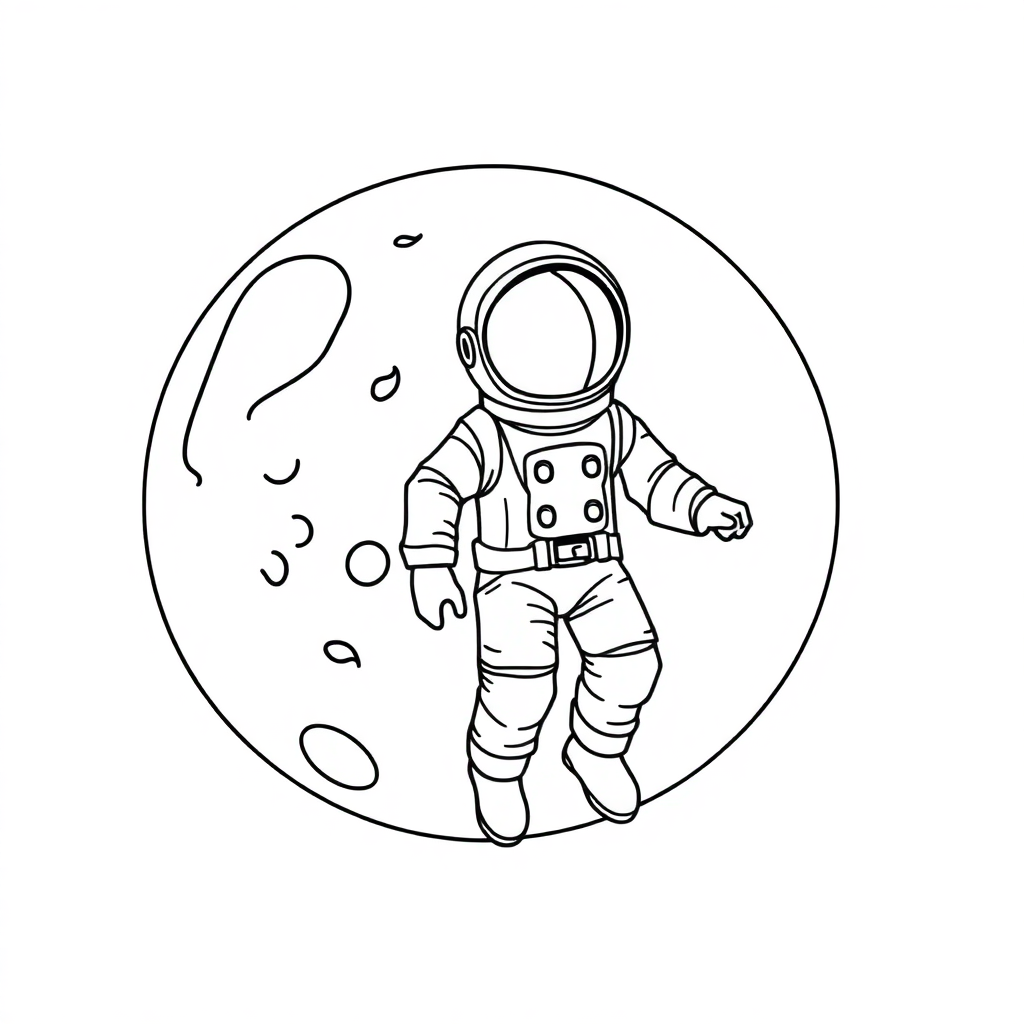 Vintage Astronaut On Moon Coloring Page