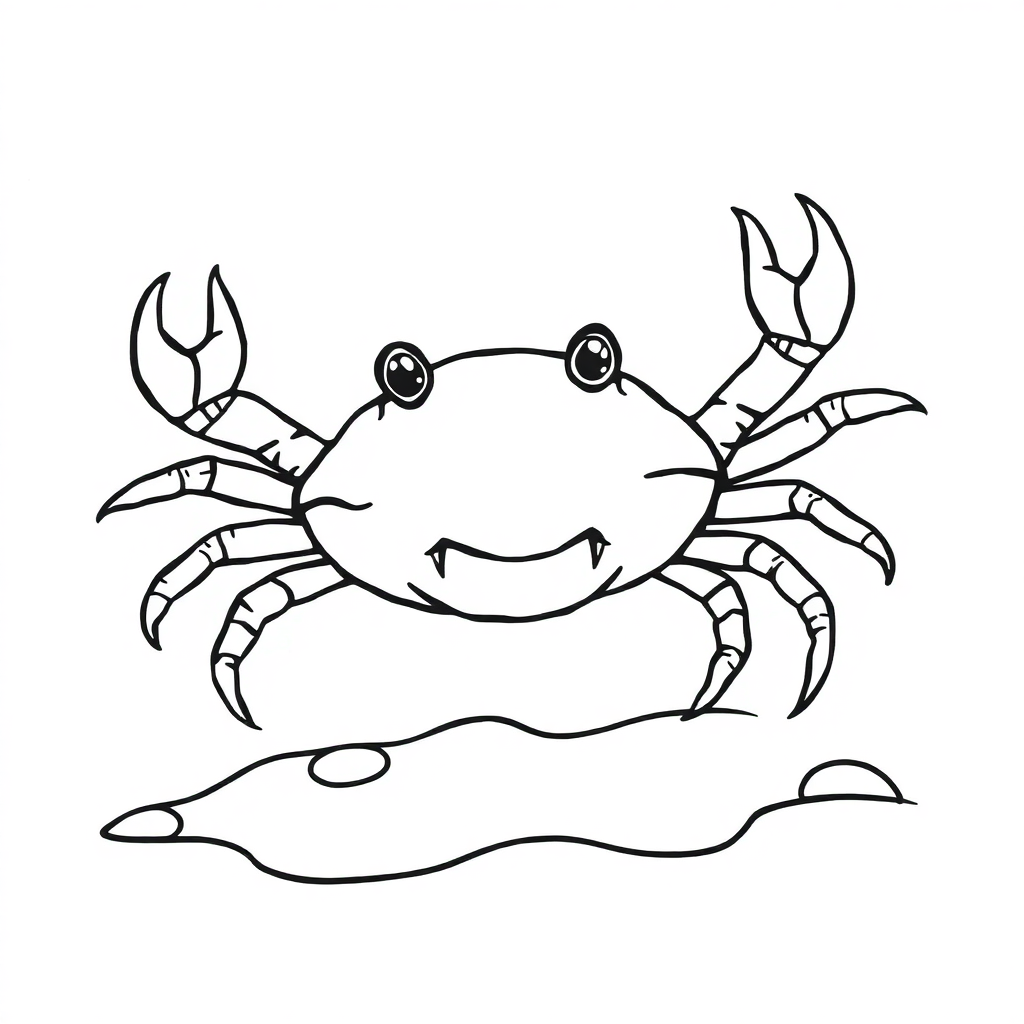 Vintage Crab On Beach Coloring Page