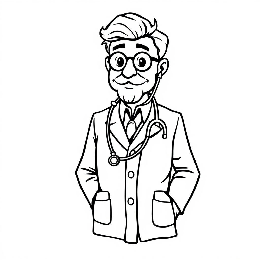 Vintage Doctor With Stethoscope Coloring Page