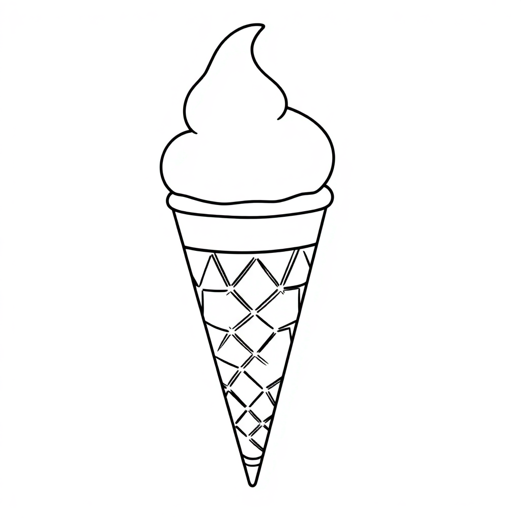 Vintage Ice Cream Cone Coloring Page