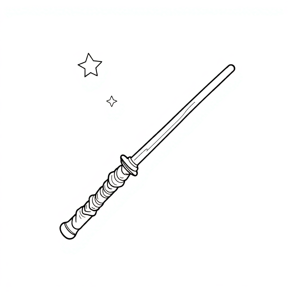 Vintage Magic Wand Coloring Page