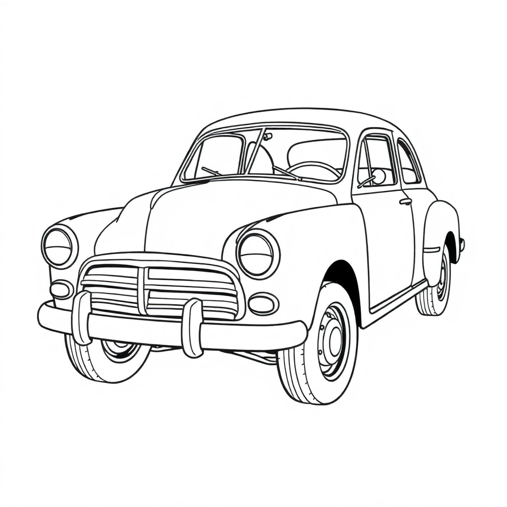 Vintage Mechanic Fixing Car Coloring Page