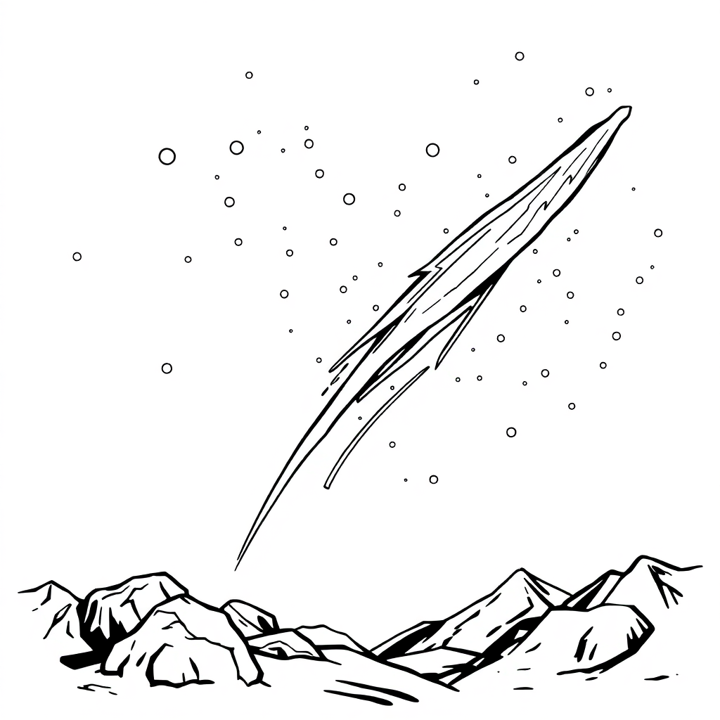 Vintage Meteor Shower Coloring Page