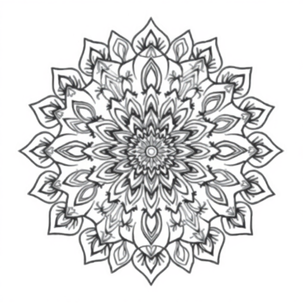 Vintage Nature Inspired Mandala Coloring Page