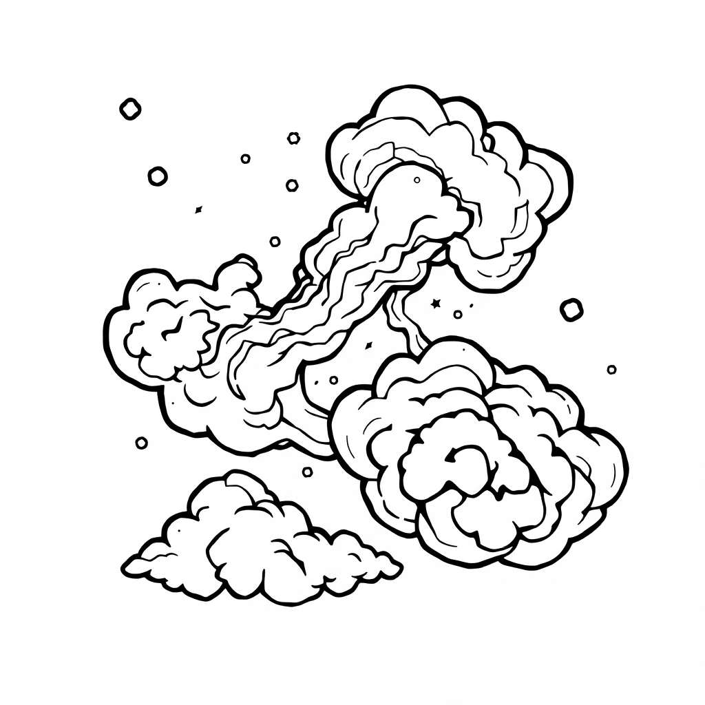 Vintage Nebula Clouds Coloring Page