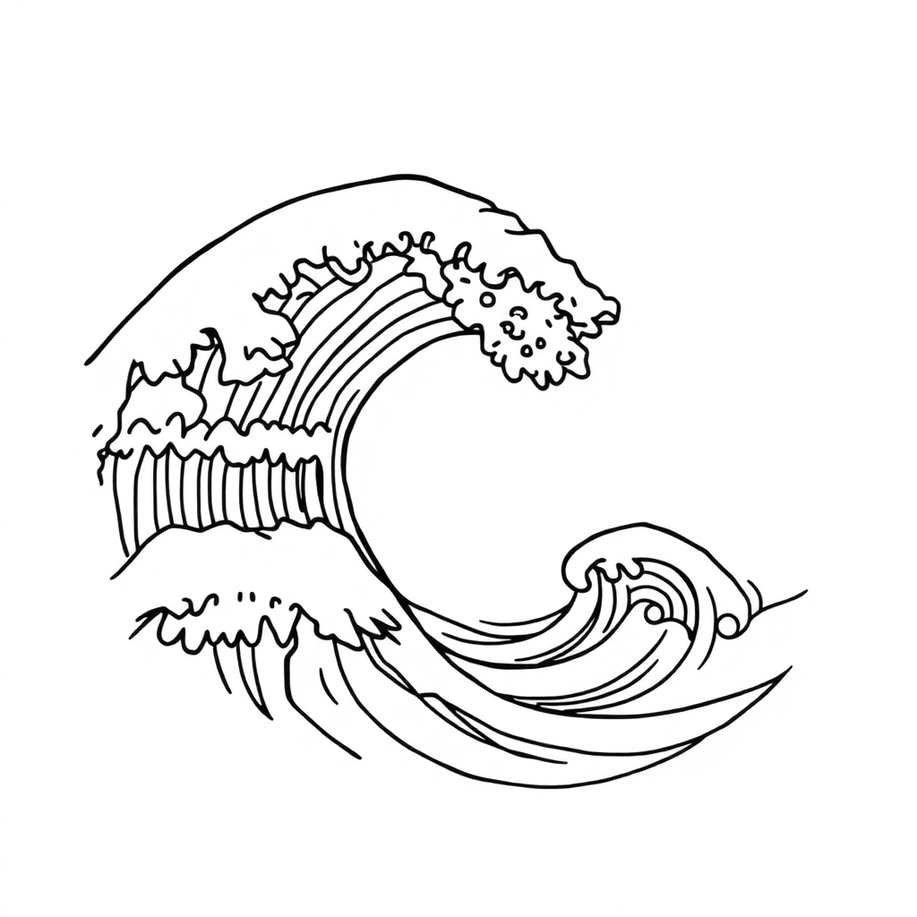 Vintage Ocean Wave Mandala Coloring Page