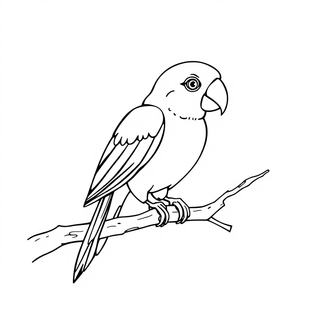 Vintage Parrot On Branch Coloring Page