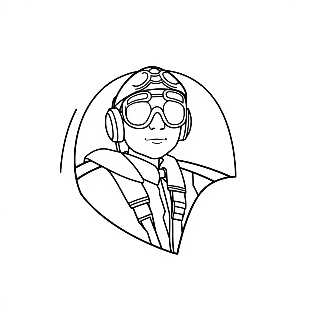 Vintage Pilot In Cockpit Coloring Page