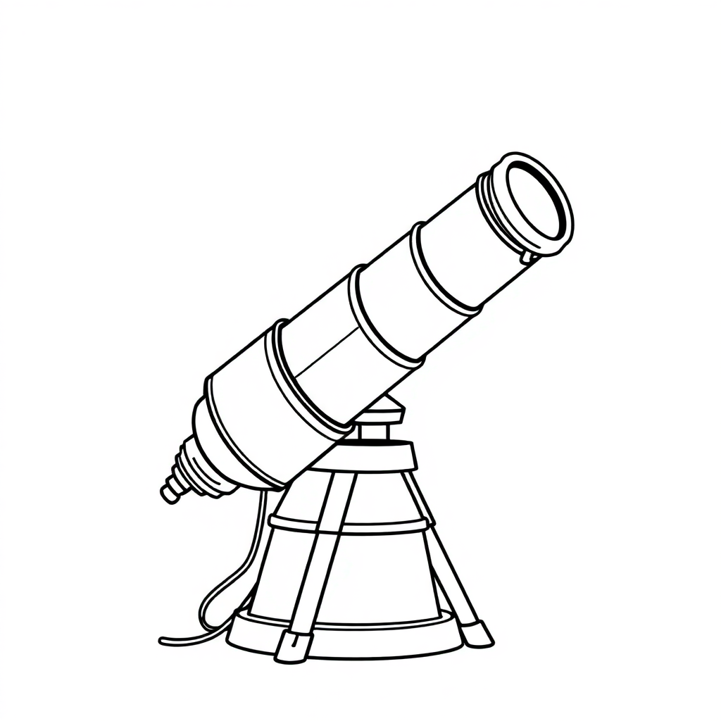 Vintage Space Telescope Coloring Page