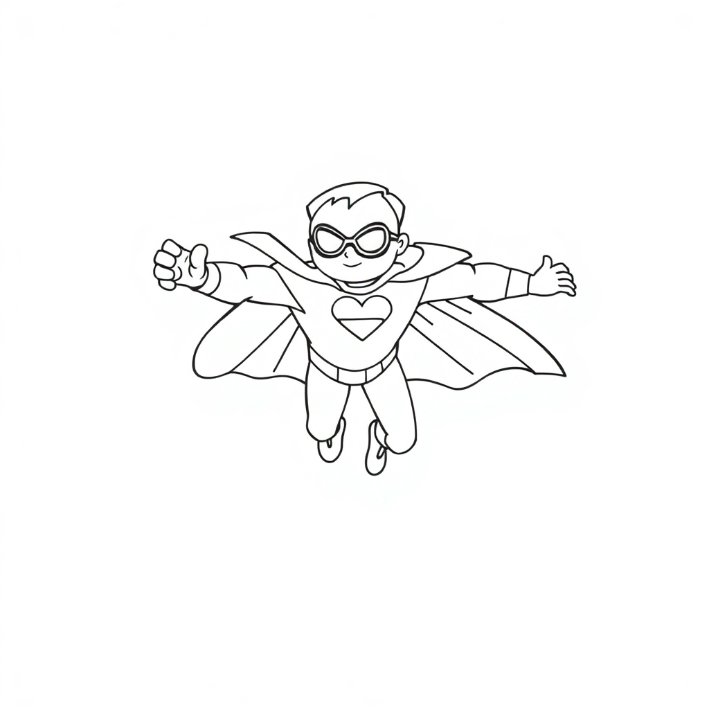 Vintage Superhero Flying Coloring Page