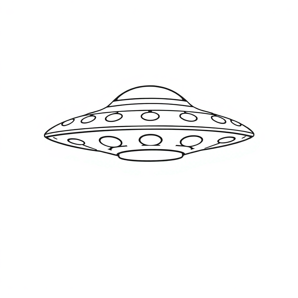 Vintage Ufo Flying Saucer Coloring Page
