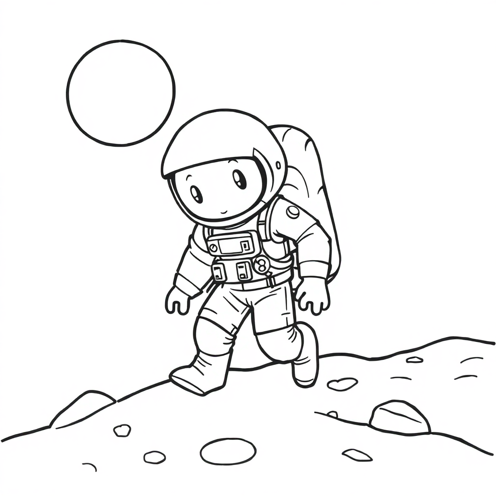 Wild Astronaut On Moon Coloring Page