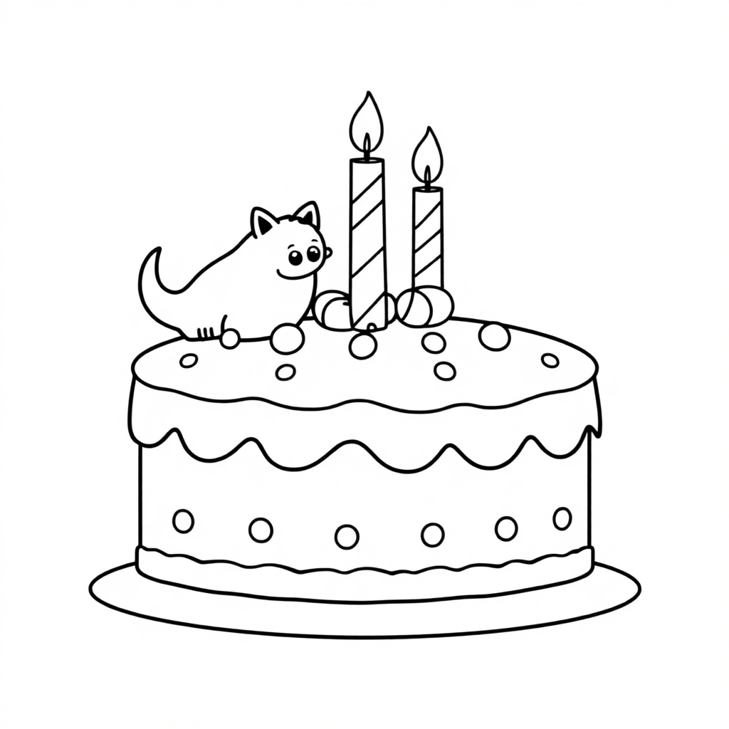 Wild Birthday Cake Coloring Page