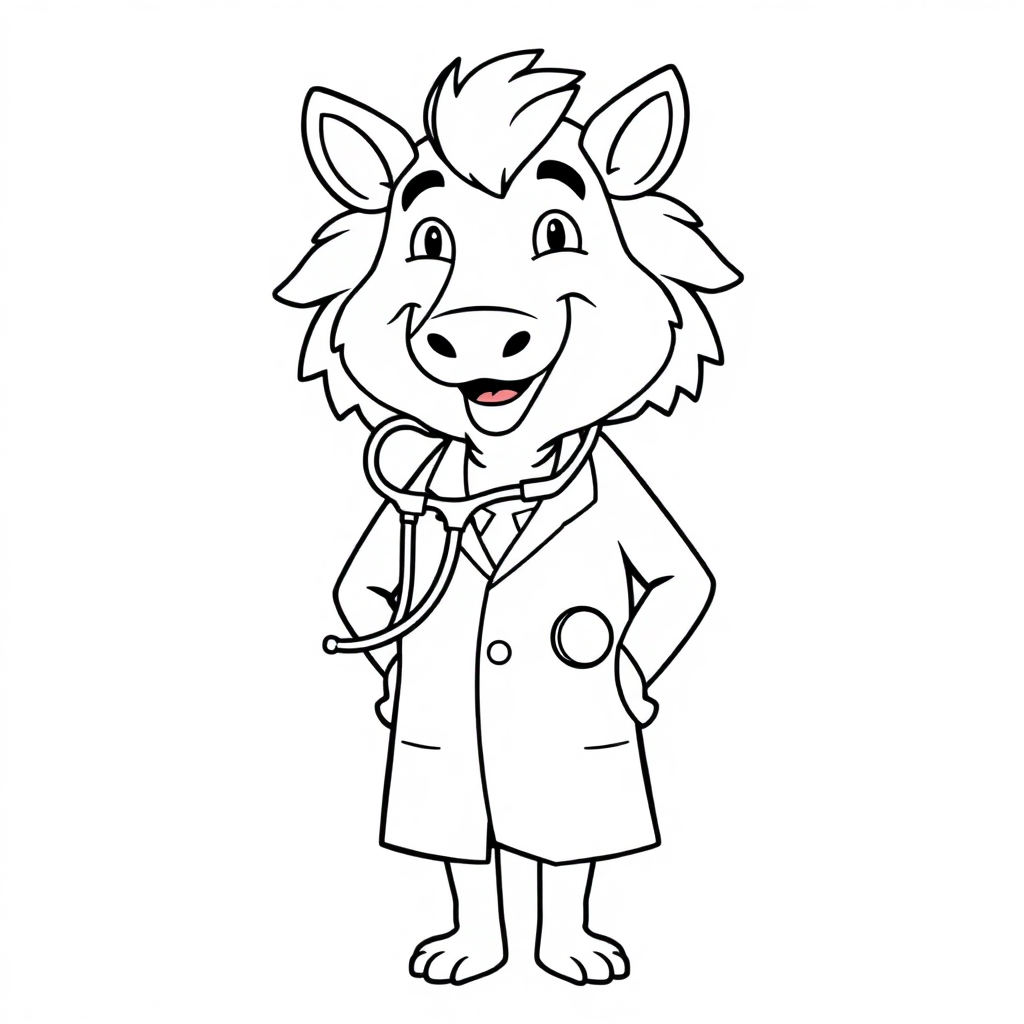 Wild Doctor With Stethoscope Coloring Page
