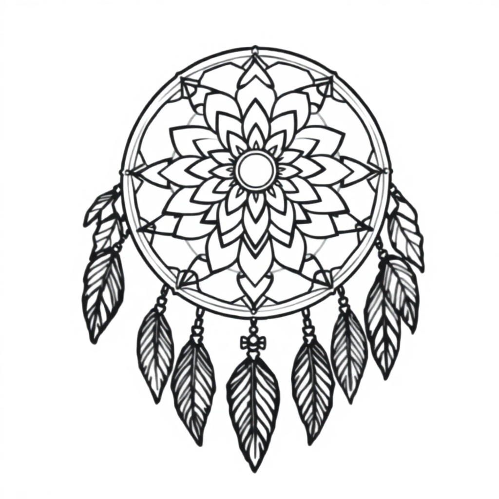 Wild Dreamcatcher Mandala Coloring Page
