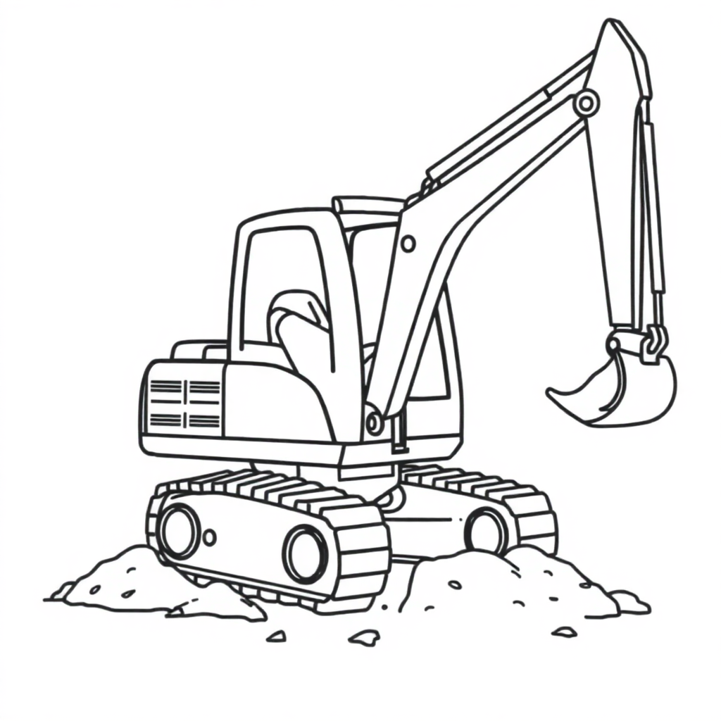 Wild Excavator Digging Coloring Page