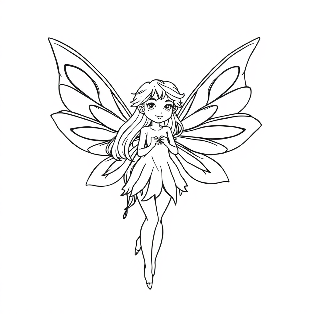 Wild Fairy With Wings Coloring Page