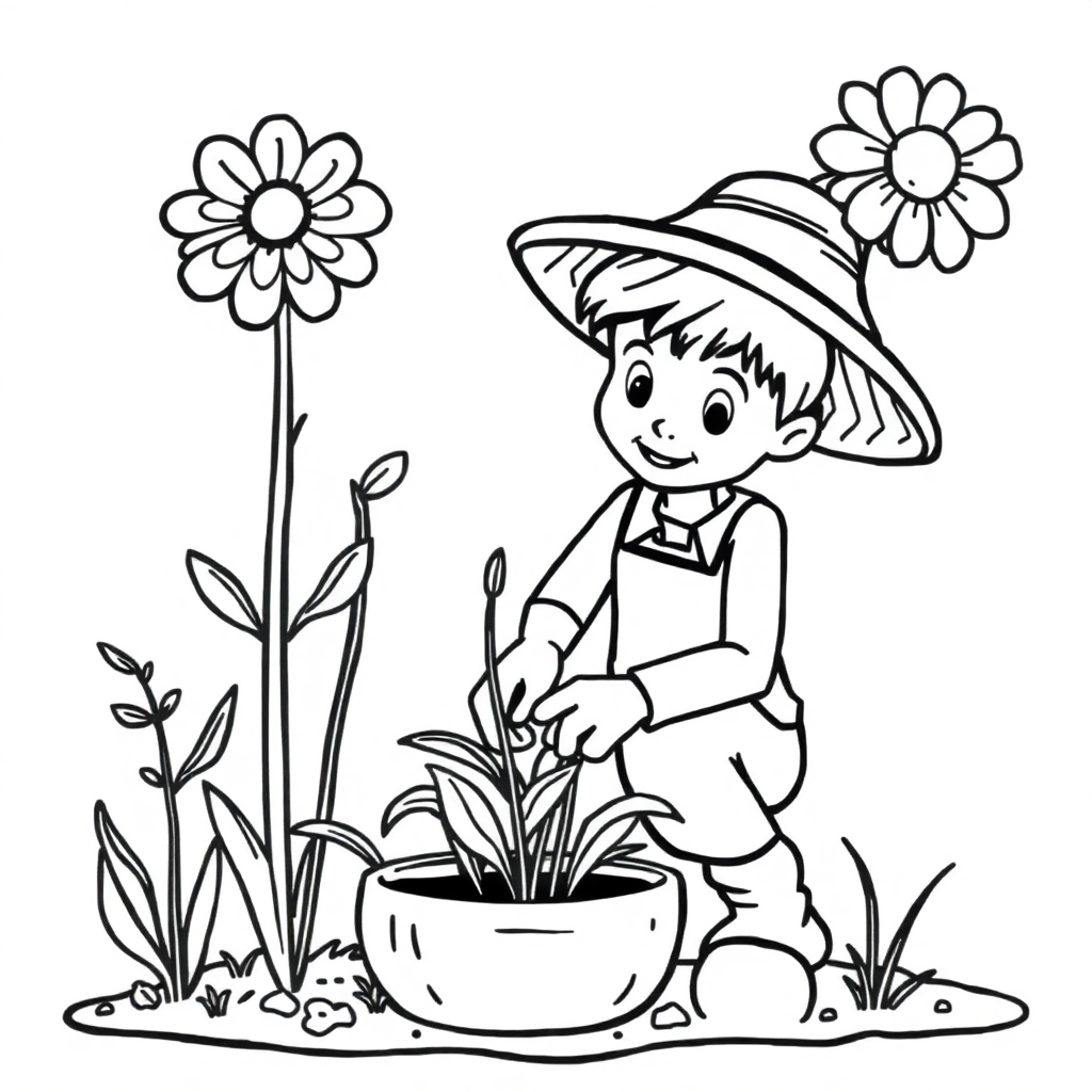 Wild Gardener Planting Coloring Page