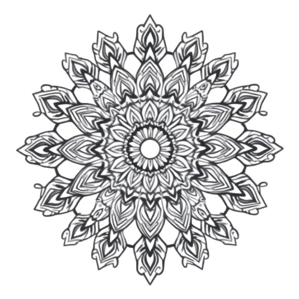 Wild Indian Style Mandala Coloring Page