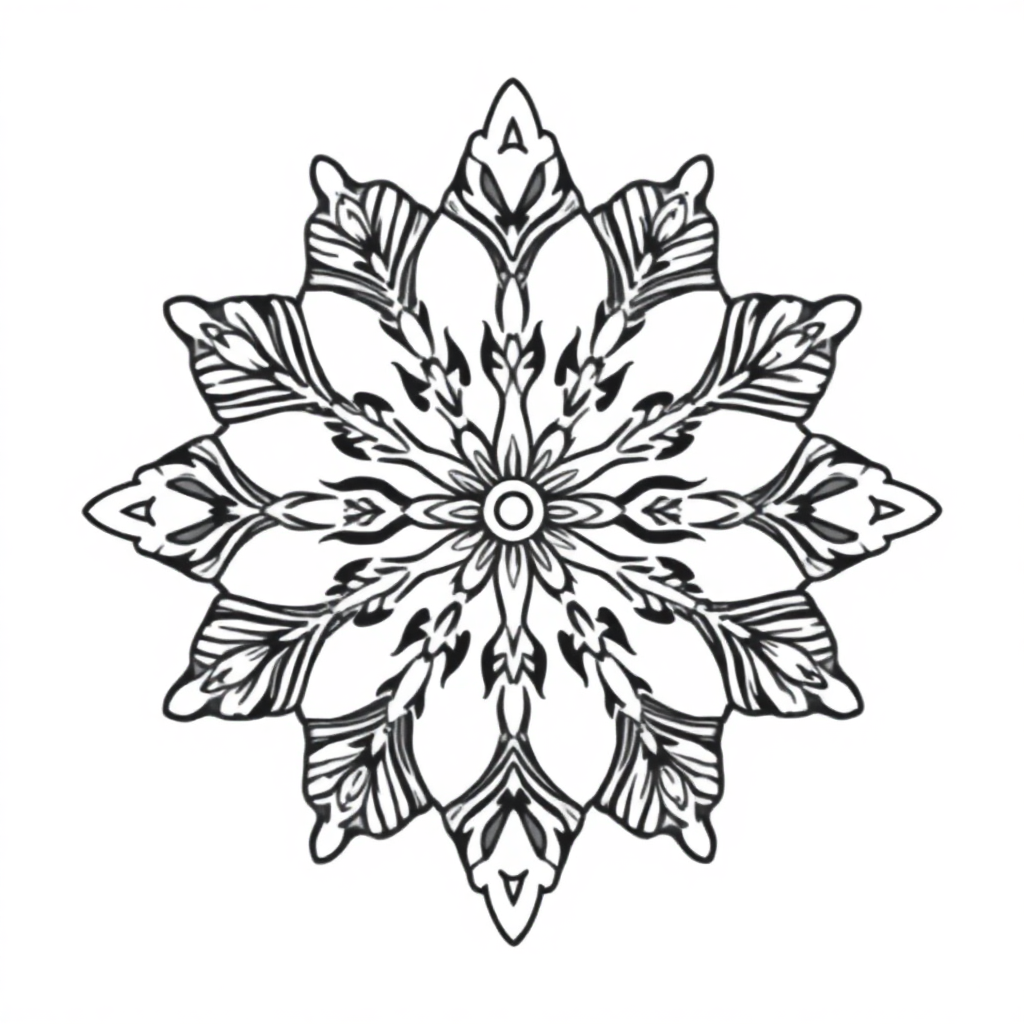Wild Snowflake Mandala Coloring Page