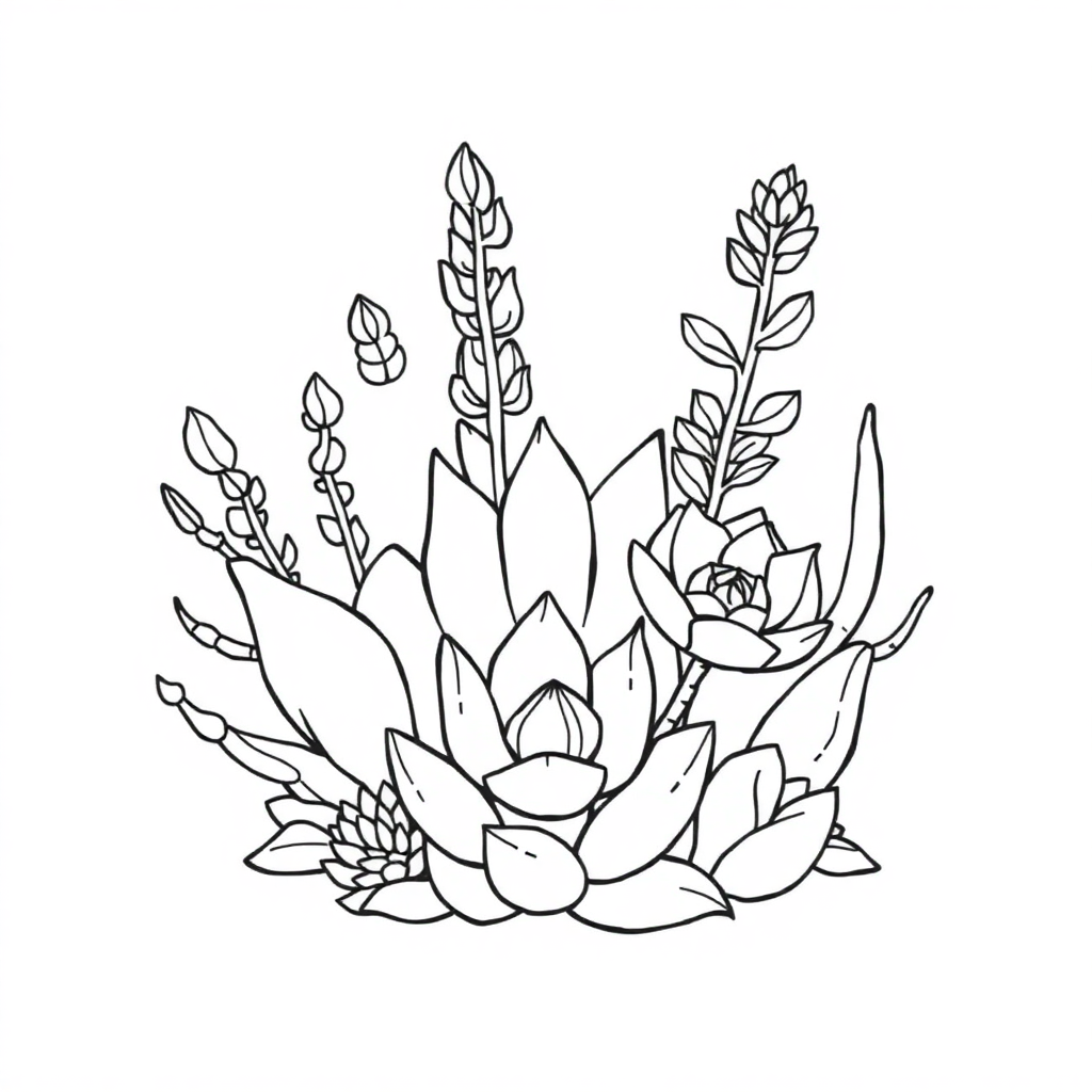 Wild Succulent Plants Coloring Page