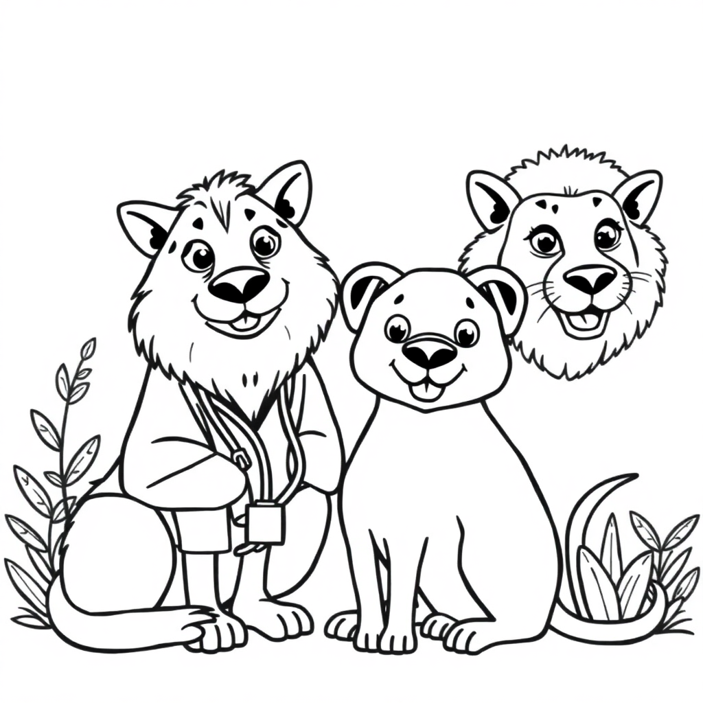 Wild Veterinarian With Pet Coloring Page